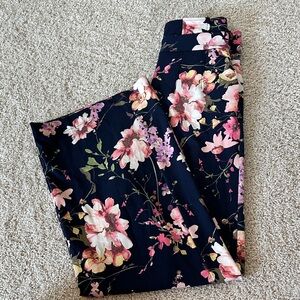 Floral Women's Trousers in Navy and Pink